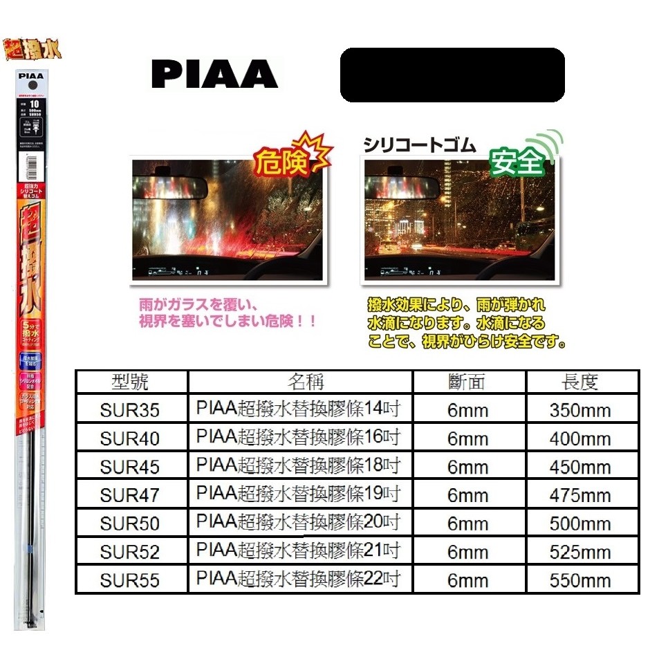 【威力日本汽車精品】PIAA 超撥水 替換膠條 硬骨雨刷用 SUR45 - 18吋