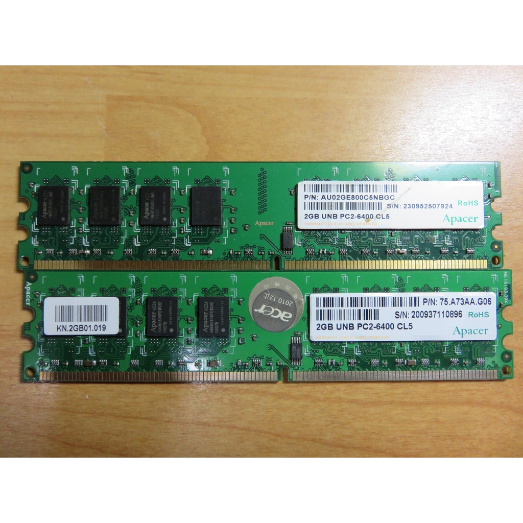 D.桌上型電腦記憶體-宇瞻 Apacer DDR2 800 2G共4GB 不分售 PC6400 終身保固 直購價80