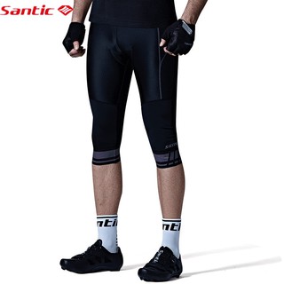 Santic 男士騎行短褲夏季 4D 墊防震透氣自行車自行車 3/4 褲子