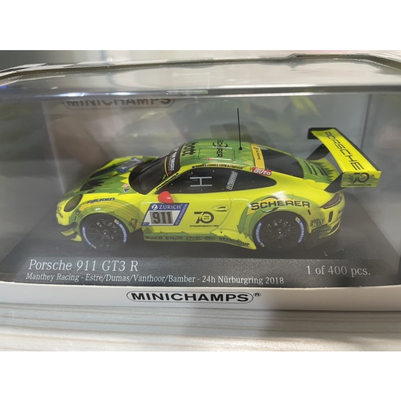 全新限量模型1/43 Minichamps Porsche 911 (991) GT3 R #911