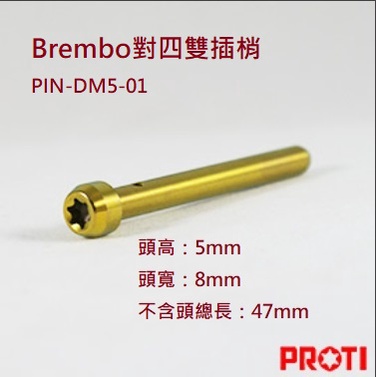 【HY】PROTI 授權經銷 Brembo 對四 雙插梢 CNC 對二 卡鉗 插梢 DM5 DM6 插銷 正鈦合金