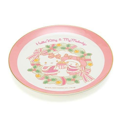 @凱蒂日式精品@Hello Kitty &amp; MY Meloday美樂蒂聖誕節限定陶瓷盤《金邊、粉色》