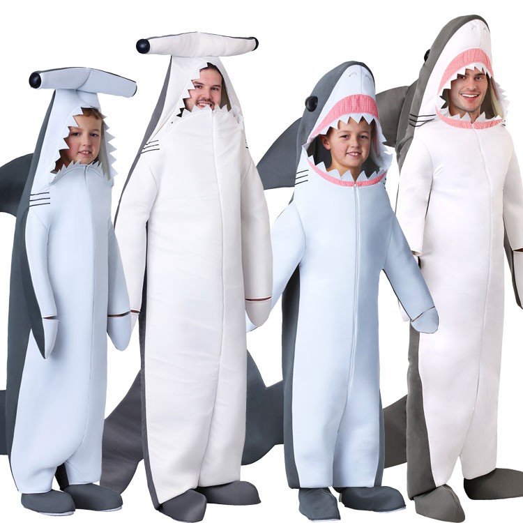 萬圣節舞臺表演演出成人兒童海洋動物鯊魚大白鯊雙髻鯊錘頭鯊服裝