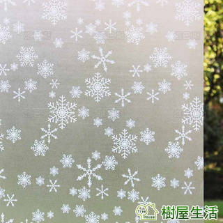 【樹屋生活】雪花 靜電玻璃貼 90X200CM 防曬抗熱 無膠設計 磨砂玻璃貼 可重覆使用 壁紙
