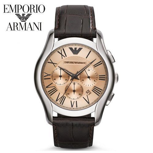【第一鐘錶】EMPORIO ARMANI AR1785《亞曼尼 義大利時尚》45mm/暢銷羅馬三眼計時錶系列/咖啡