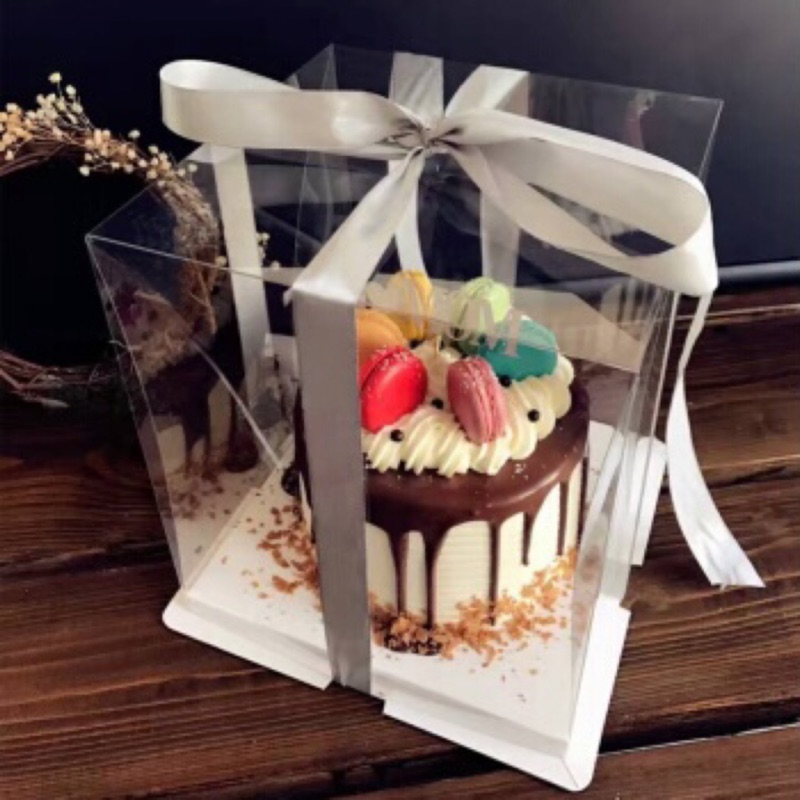 現貨* 6吋加高翻糖蛋糕透明展示盒_韓式擠花/造型蛋糕(21.5cm長x21.5cm寬x24cm高)