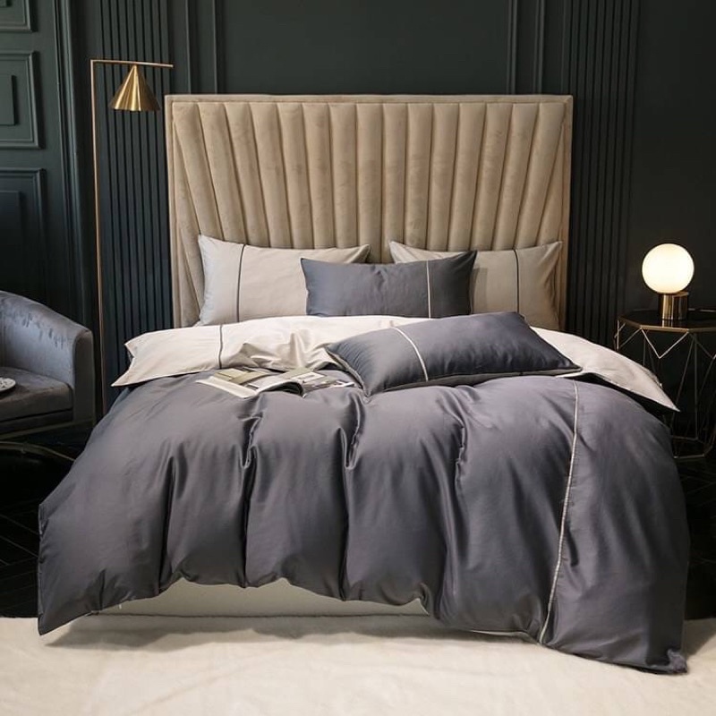 Little Bed小床-素色線條埃及棉床組四件組 全棉埃及長絨棉貢緞 日式寢具 床包