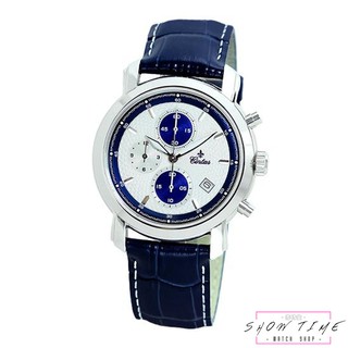 CINTAS 雅痞風格三眼計時腕錶-皮帶/白藍面銀 8098G-4 [ 秀時堂 ]