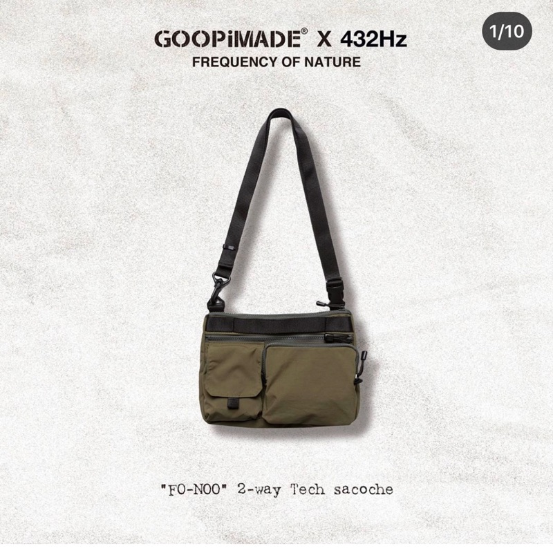 Goopi x 432Hz“FO-N00” 2-way Tech Sacoche - Olive