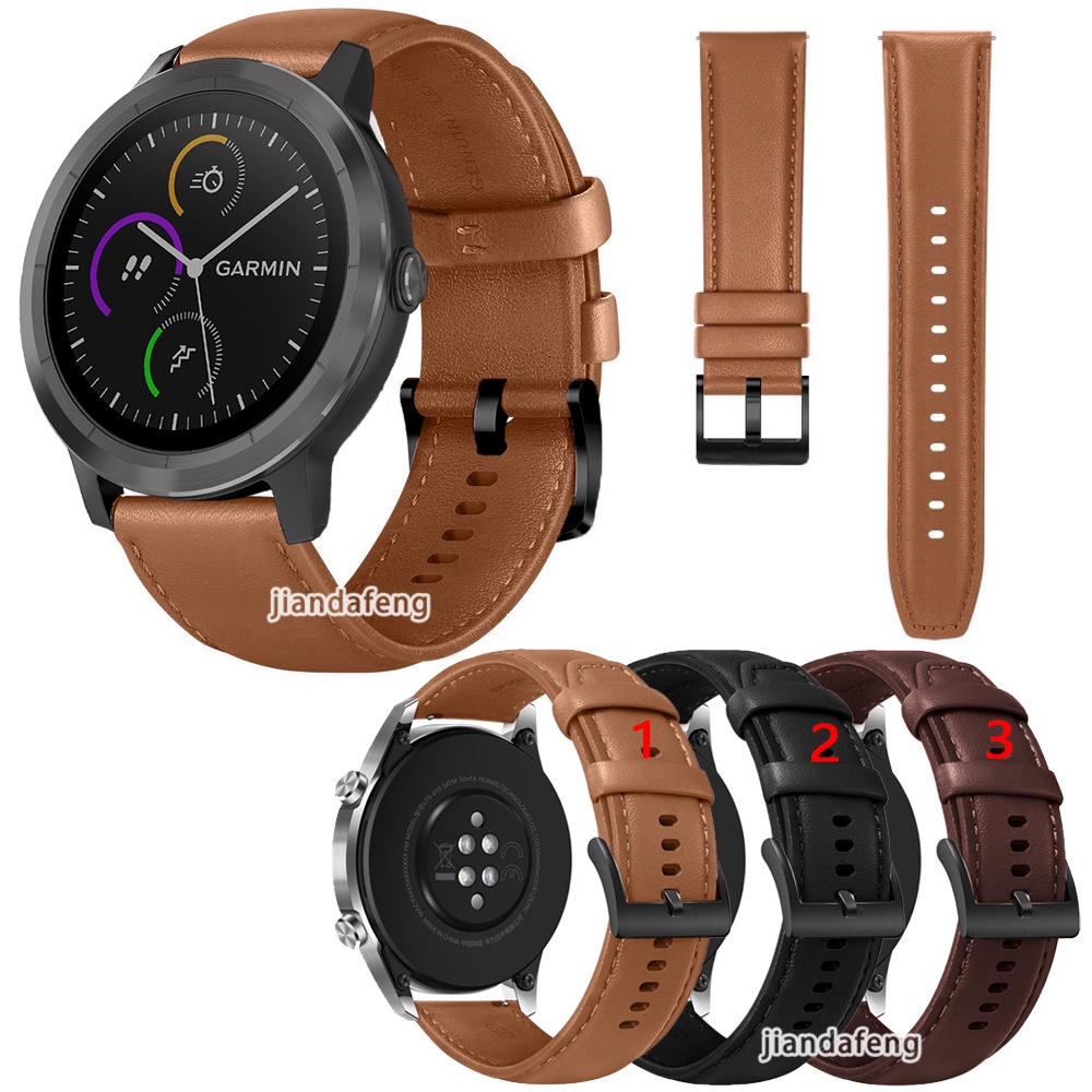 Garmin Vivoactive 3 Trainer/Element/Music 皮革錶帶頂層牛皮