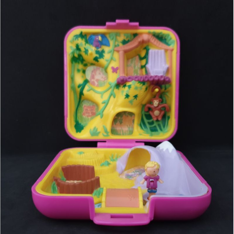 Polly Pocket 動物園寶盒 附娃和猴子 芭莉口袋娃娃 口袋芭比