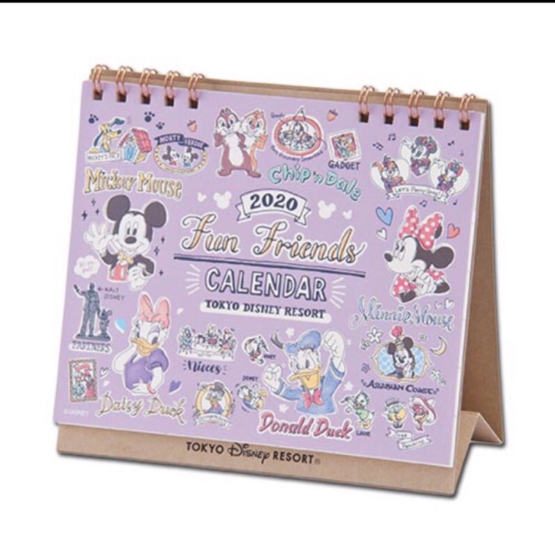 ⚡️現貨⚡️迪士尼 Disney 2020 手繪風 米奇 米妮 唐老鴨 奇奇蒂蒂 桌曆 Disneyland