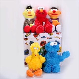 ✨特惠💗新品KAWS優衣庫聯名同款芝麻街公仔 Elmo 伯特 厄尼毛絨玩具 五隻裝袋精美禮盒