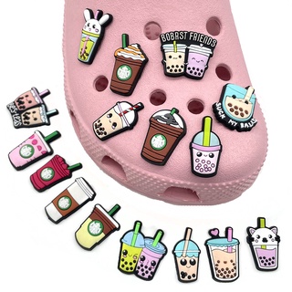 韓國 卡通可愛奶茶鞋配件 Crocs 涼鞋星巴克洞洞鞋裝飾兒童喜愛的禮物 卡洛馳DIY鞋配飾