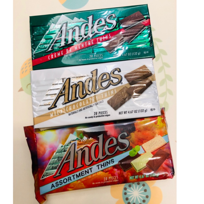 🎈最經典🎈 安迪士 Andes 可可薄片 巧克力薄片 牛奶可可薄片 單薄荷可可薄片 綜合可可薄片 每包132公克