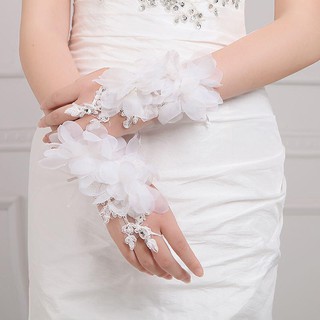 凡妮莎新娘手套-蕾絲綉花露指手套-婚紗禮服.新娘飾品