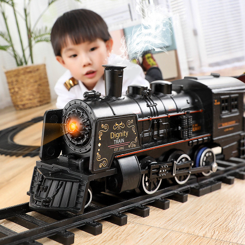 【現】仿真電動軌道古典模型玩具高鐵小火車蒸汽火車玩具男孩