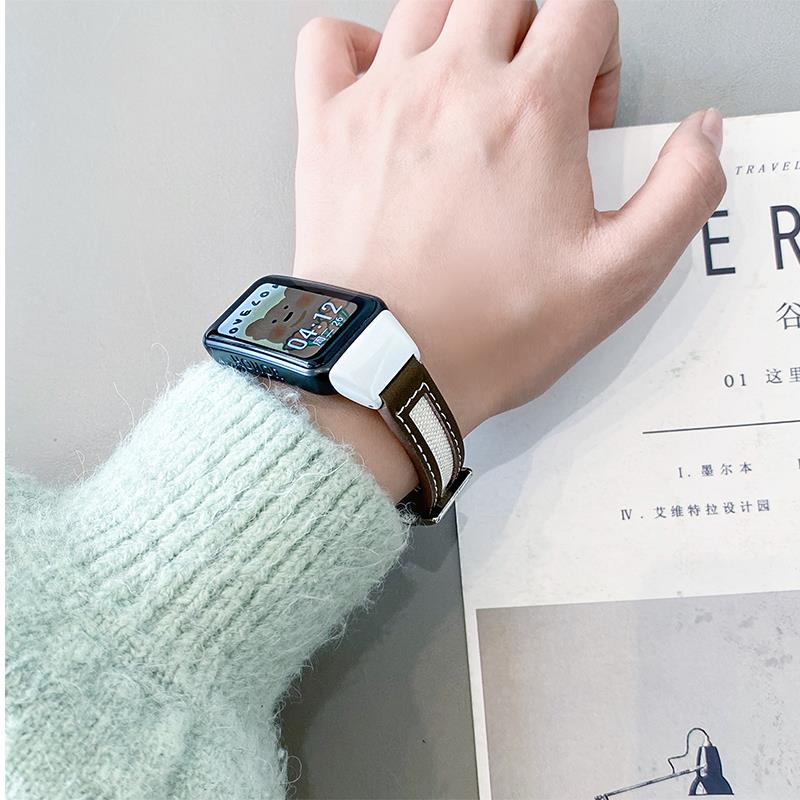 【速發】適用榮耀手環6錶帶 華為手環6/6Pro腕帶NFC版通用新款皮質智能運動替換帶小眾個性潮男女生手鍊創意配件