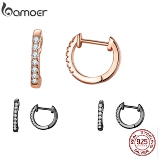 Bamoer 925 純銀耳環精緻圈耳扣時尚首飾女士和女孩