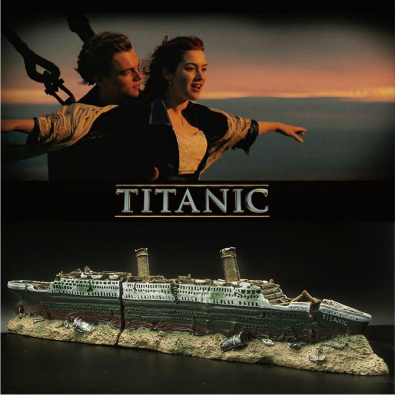 泰坦尼克號沉船船水族箱造景配件樹脂人造魚缸船沉船裝飾魚藏洞