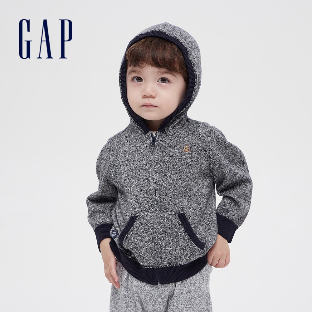 Gap 嬰兒裝 連帽針織外套-海軍藍(592869)