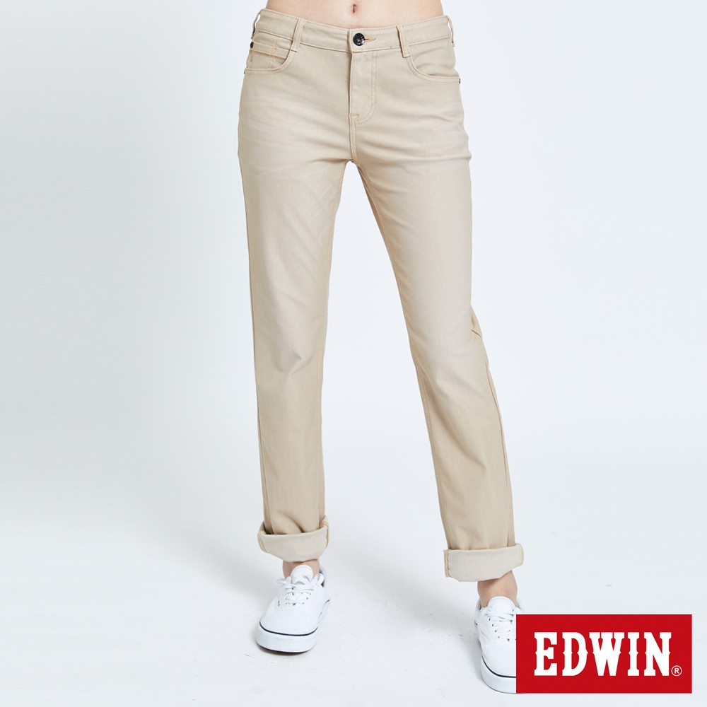 EDWIN 迦績 EJ3超彈中直筒牛仔褲(淺卡其)-女款