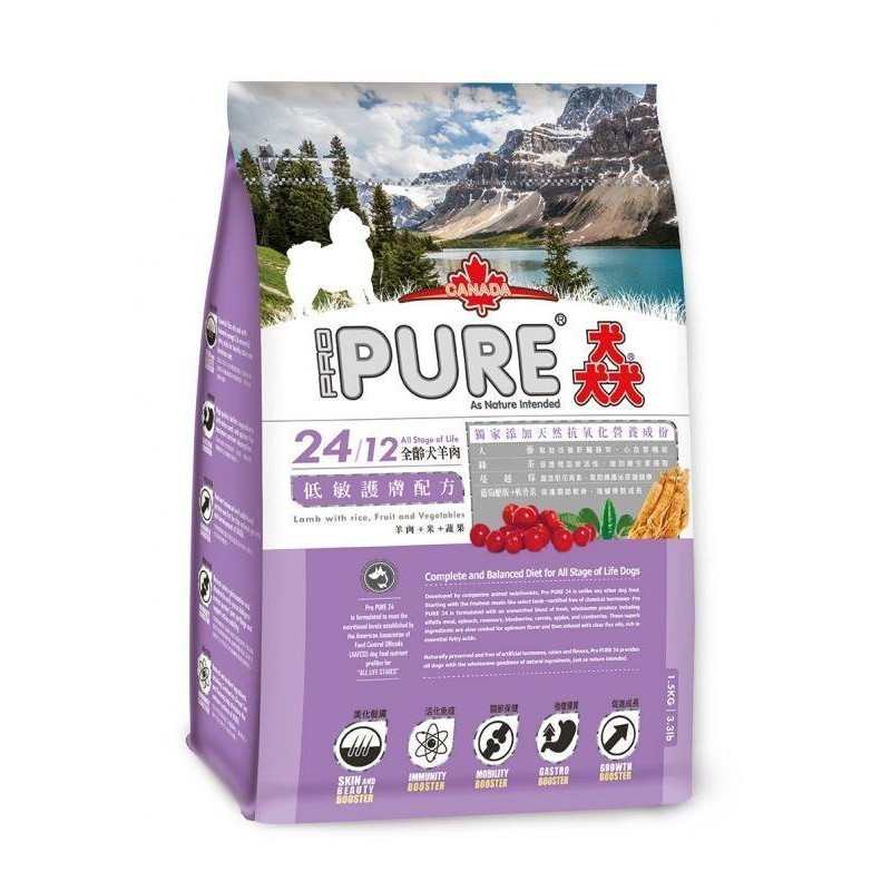 旺旺屋 猋【Pure24】成犬羊肉敏感髮膚保健配方 15公斤15kg