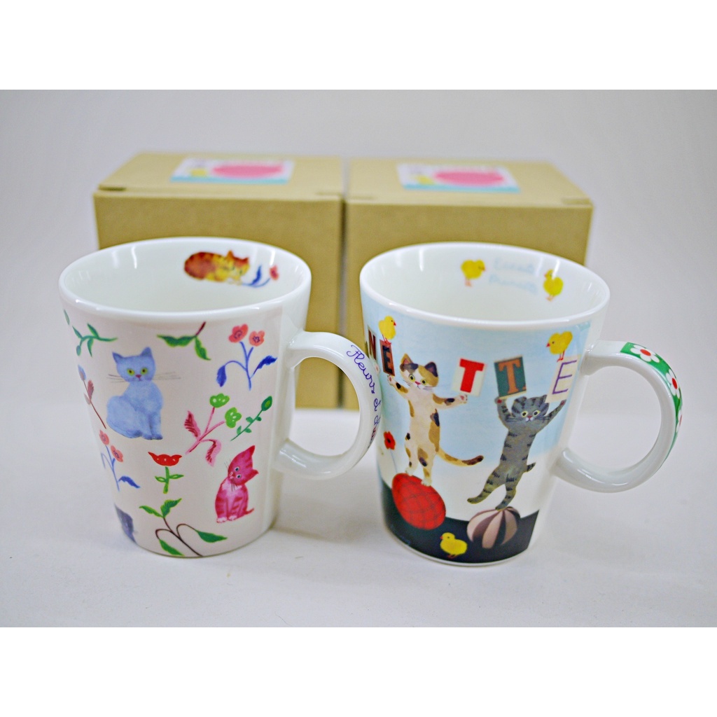 現貨💗日本製 Ecoute! minette 貓咪 陶瓷 馬克杯 水杯 咖啡杯 250ml🎁生日禮物