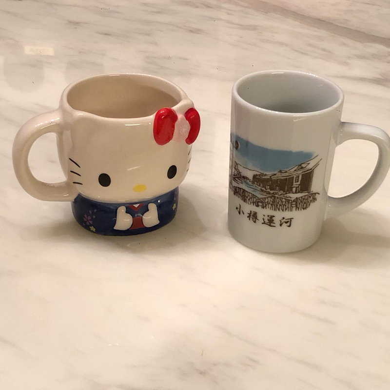 日本限定 北海道小樽 銀の鐘 Hello Kitty 小樽運河 咖啡杯 紀念馬克杯