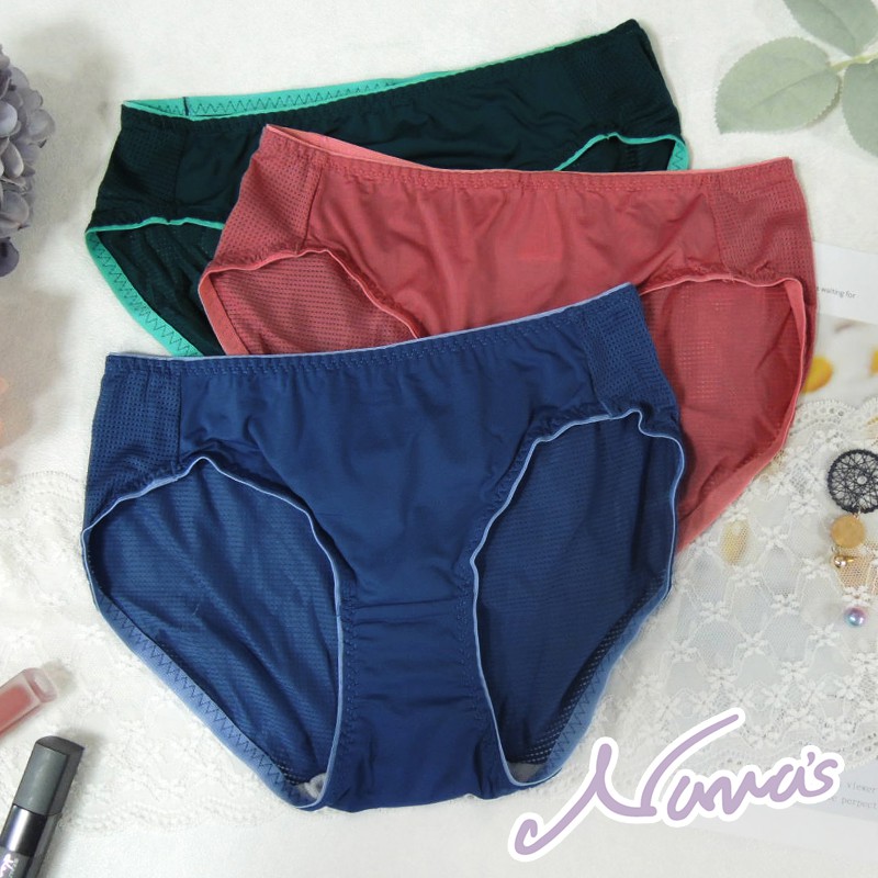 【露娜斯Nunas】簡單時尚 透氣涼感舒適 M-L 三角內褲 P2057 台灣製 雪磚紅 中藍 綠