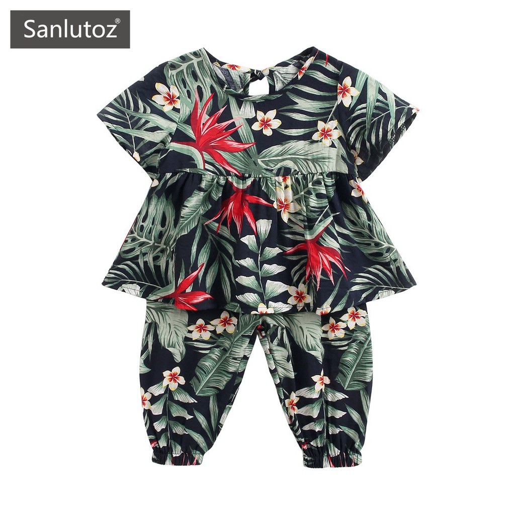 Sanlutoz 夏季寶寶棉質連衣裙+防蚊褲套裝