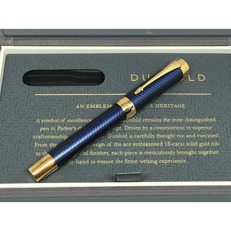 需預購PARKER 派克 新款Duofold多福 世紀尊爵 藍金歲月鋼筆 18K筆尖(P1931369)
