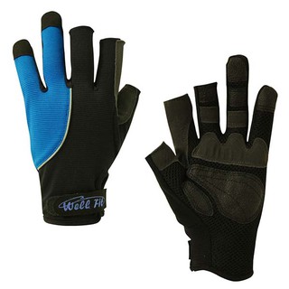 WELLFIT 釣魚手套 3M GRIP寶藍色WF230001517止滑防磨可保護指頭透氣網布延展性佳《台南悠活運動家》