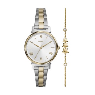FOSSIL 三針閃耀不銹鋼手錶和手鍊套裝組合錶34MM(ES4914SET)【ERICA STORE】