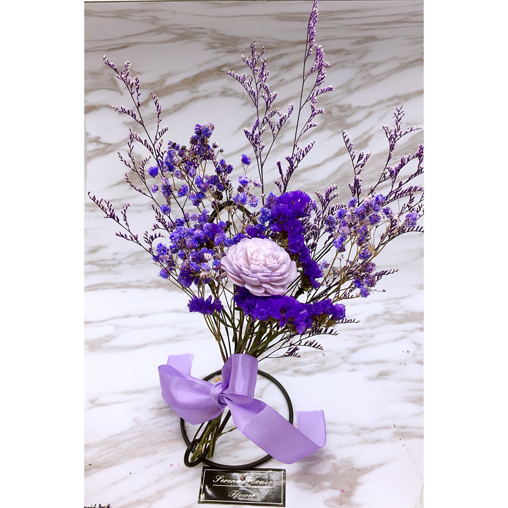 Serena House 玫瑰滿天星星辰紫系乾燥花束卡斯比亞生日花束擴香花索拉拍照佈景婚禮小物攝影小物 蝦皮購物