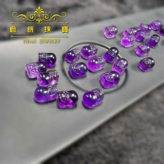 ●藝釩珠寶○濃色紫水晶貔貅(無孔)[水晶擺件系列]金屬線編、金工 雕件、招財