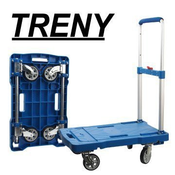 TRENY-5080 四輪收納塑鋼手推車 100公斤 免組裝 四顆輪子收起