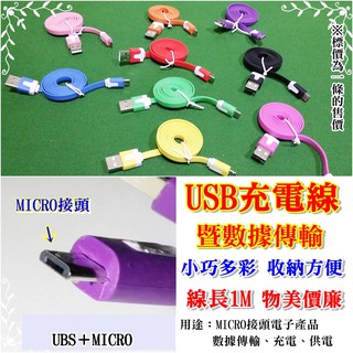 阿賢小舖 彩色USB充電線＋數據傳輸 MICRO接頭 小風扇及各類3C產品適用