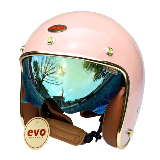 EVO 安全帽 CA-312 維納斯 VEUNS+ PLUS 內墨鏡 杏桃粉 半罩 全拆洗 正版授權 復古帽