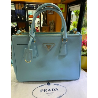 美麗堡outlet精品 PRADA BN1801 Saffiano 二用殺手包 (小-粉藍)【現貨】