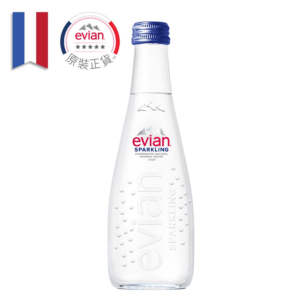 【蝦皮特選】法國evian依雲氣泡天然礦泉水（330ml 單瓶 玻璃瓶）台灣官方Evian