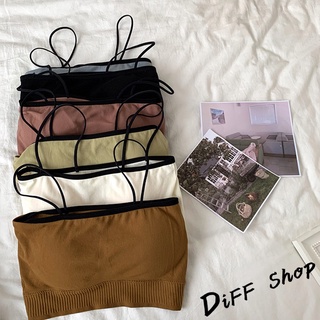 【DIFF】韓版平口美背撞色系吊帶背心 帶胸墊免穿內衣 上衣 小可愛 女裝 背心女 衣服 冰絲背心 短版上衣【V146】