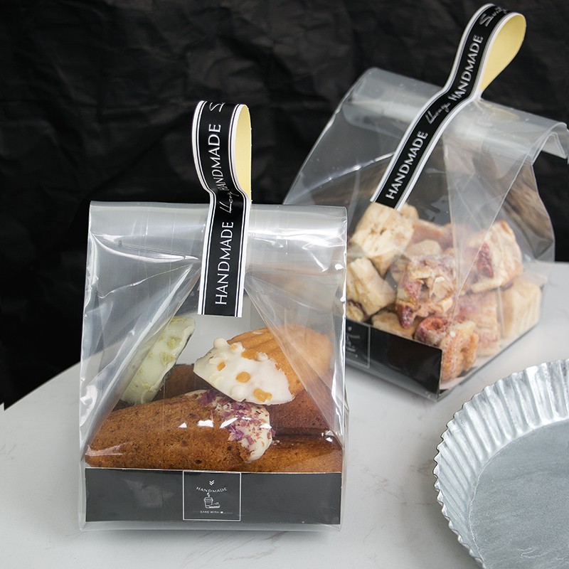 ☀孟玥購物☀透明 直立 卡托 包裝袋 可手提包裝袋 瑪德蓮 雪Q餅 小蛋糕  手工餅乾 糖果 包裝袋 10套