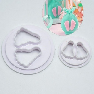 臺灣現貨DIY烘焙 新款嬰兒寶寶2pcs小腳丫切模翻糖蛋糕裝飾塑膠模具 （库）