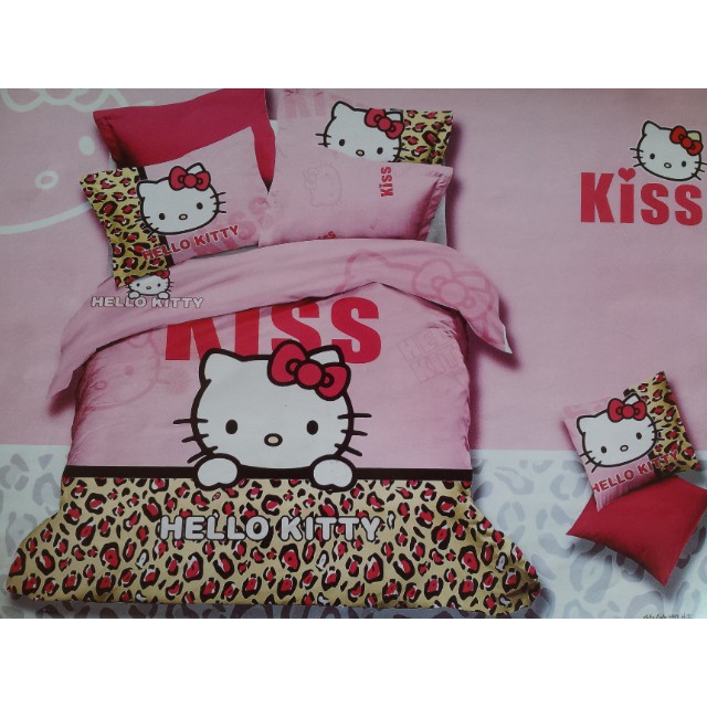 凱蒂貓 HELLO KITTY 雙人 床包 枕套 三件組 KT 豹紋 Kiss 床包組
