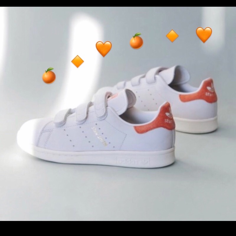 Adidas 愛迪達韓國🇰🇷 麂皮小白鞋橘子汽水橘色小白鞋38/24 | 蝦皮購物