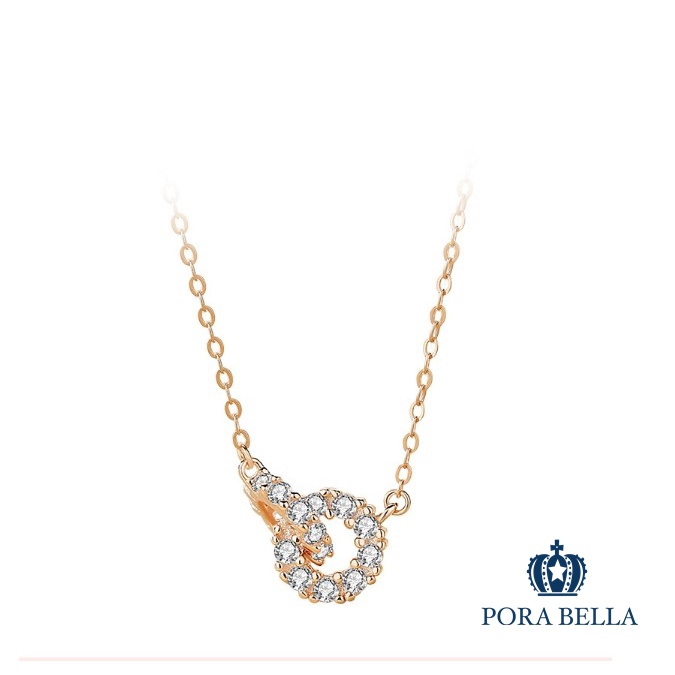 <Porabella>925純銀鋯石雙環項鍊 小眾設計款ins風 母親節禮物 生日禮物 2023新款 Necklace