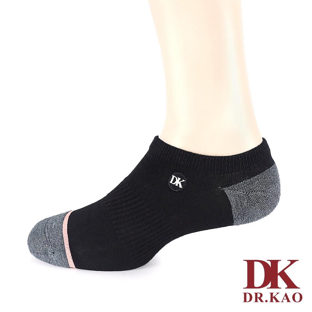 【DK 高博士】簡約線條毛巾刺繡踝襪 A0105-90 黑色