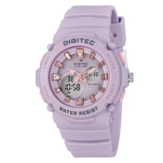 DIGITEC 數碼科技 清新小巧甜美雙顯電子手錶 游泳防水 運動手錶 100M防水 夜光 日期 星期顯示 休閒數字女錶