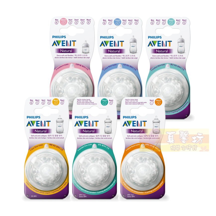 新安怡 Avent 親乳感防脹氣奶嘴2入 / PHILIPS 寬口徑